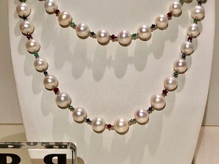 Collana Perle, Smeraldi, Rubini, Zaffiri
